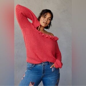 Anthropologie Ruffled Boat Neck